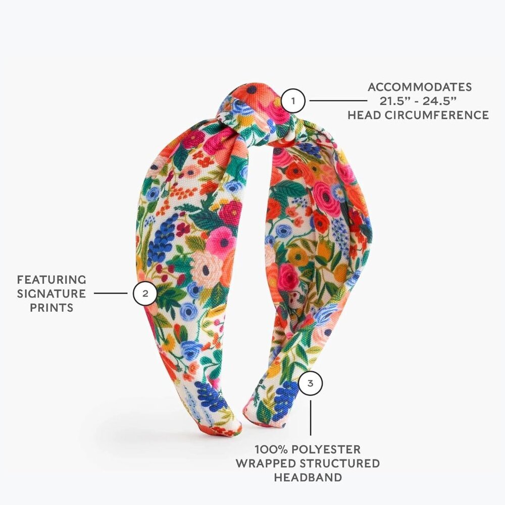 Garden Party Knotted Headband, Bright Floral Pattern, Design Printed Fabric Over - Picture 3 of 4